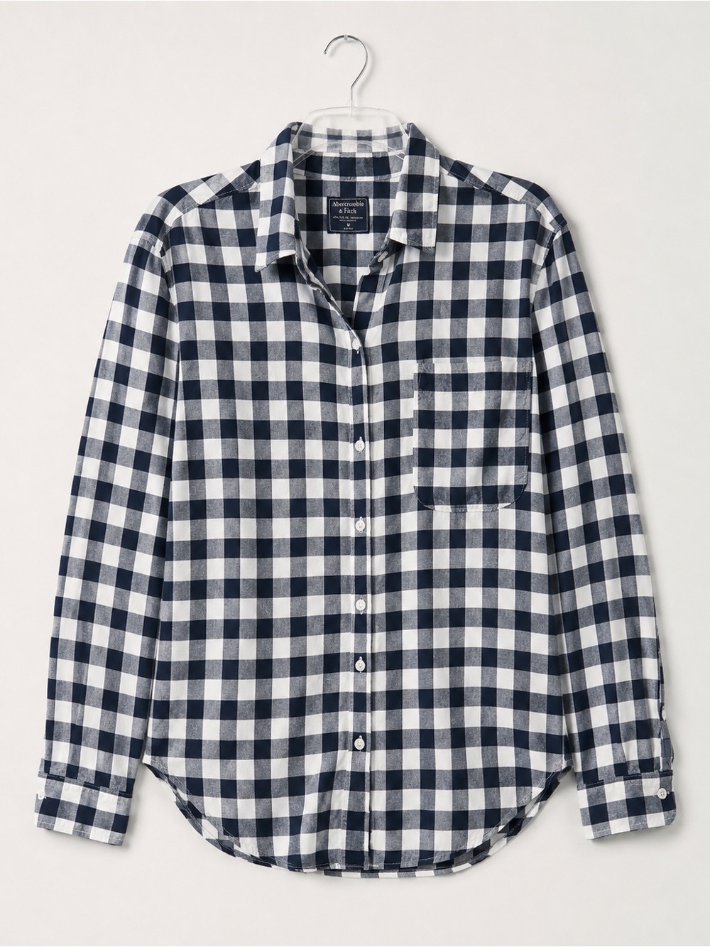 Abercrombie & Fitch Gingham Button Down Shirt Navy White M Preppy